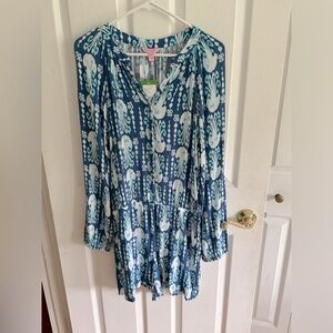 Lilly Pulitzer Romper.  Long sleeve.  Blue size Medium Like New!